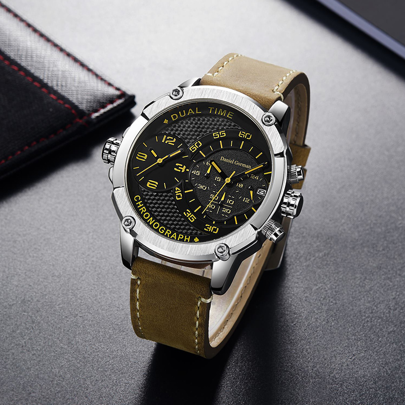 Danlei Gorman RM220 Watch Top Luxury Brandnepromokavá sportovní hodinky křemenné vojenské kožené dropship lopship