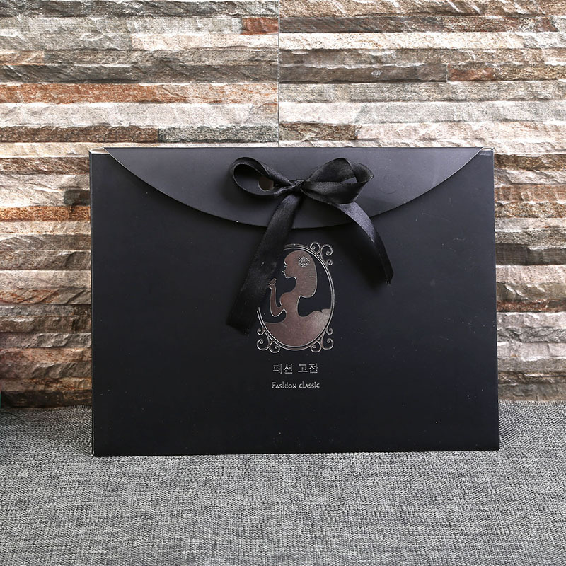 Korejské tenké kožené kalhoty balení krabice Lesklé kalhoty Legíny Pantyhose Pantyhose Black Ribbon Packaging Box