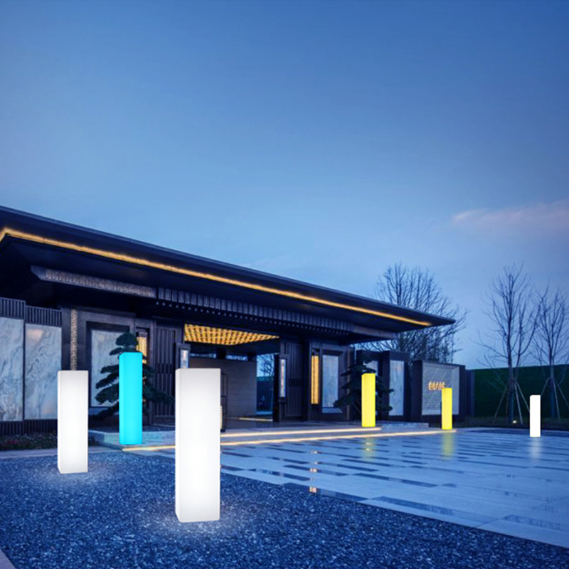 Venkovní vodotěsná zahradní světelná festival večírky Svatba Svatba LED dekorativní podlahové lampy duhové barvy čtvercové sloupce světla