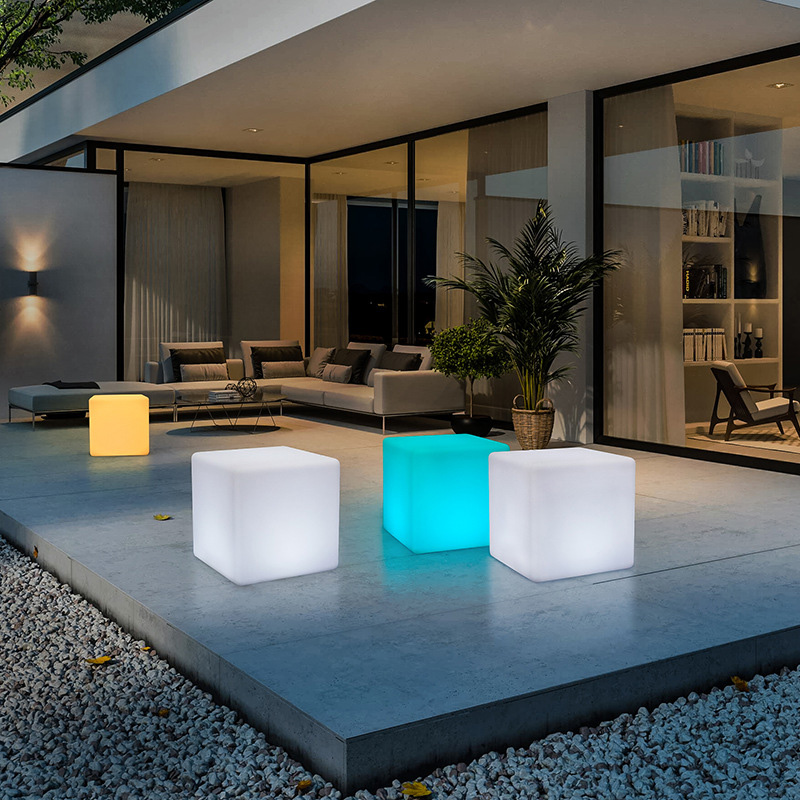 LED světelná krychle lehká kreativní venkovní vodotěsná stolička KTV Square Chair Bar Stool Concert for Event Atmosphere Layout