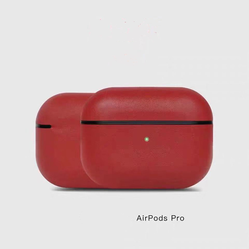 AirPods Pro Leather Case, skutečný retro olej vosk bláznivý kožený pouzdro, plně ručně vyrobené, přední LED viditelné (tmavě hnědá)