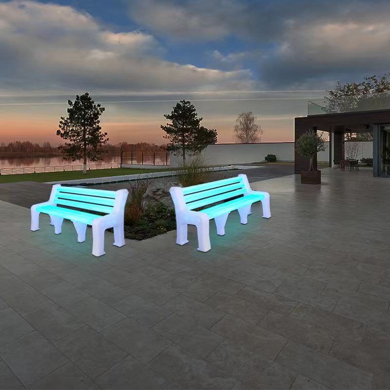 LED zářící lavičky pro vnější, PE plastovou baterii provozovanou zahradní lavici, konzervatoř, terasa, trávníknebo zahradní sedadlo, mohounést 600 kg
