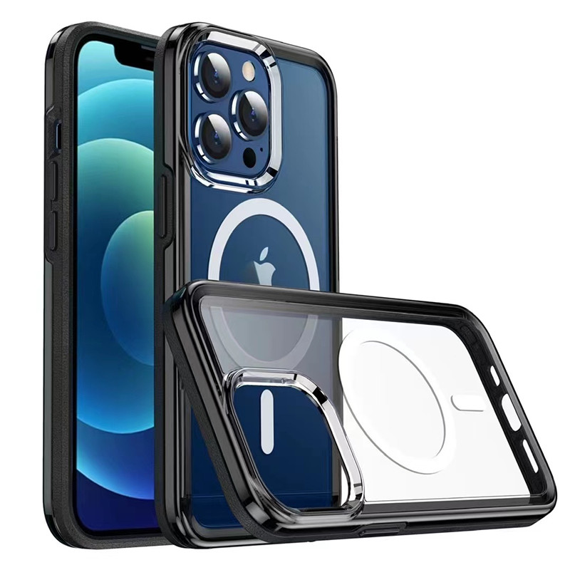 Vhodné pro pouzdro pro iPhone 13, transparentní magnetický design bezdrátové rychlénabíjení ochranné pouzdro