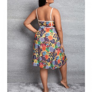 Tropical Print Cami šaty s bílými obvazovými detaily