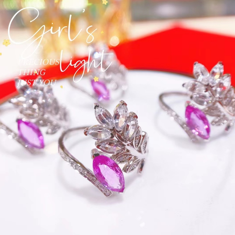Šperky Tuochen 18k zlatýnový styl Marquis Diamond Leaf Ring