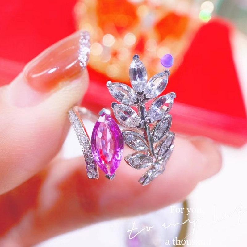 Šperky Tuochen 18k zlatýnový styl Marquis Diamond Leaf Ring