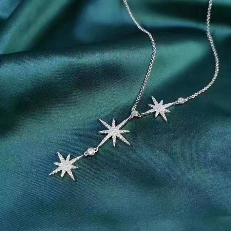 Sterling Silver 925 hvězdnýnáhrdelník s kamenem CZ pro dívky