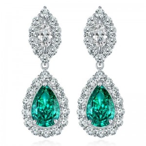 Syntetickénáušnice Paraiba Ice Cut High Carbon Diamond Stud