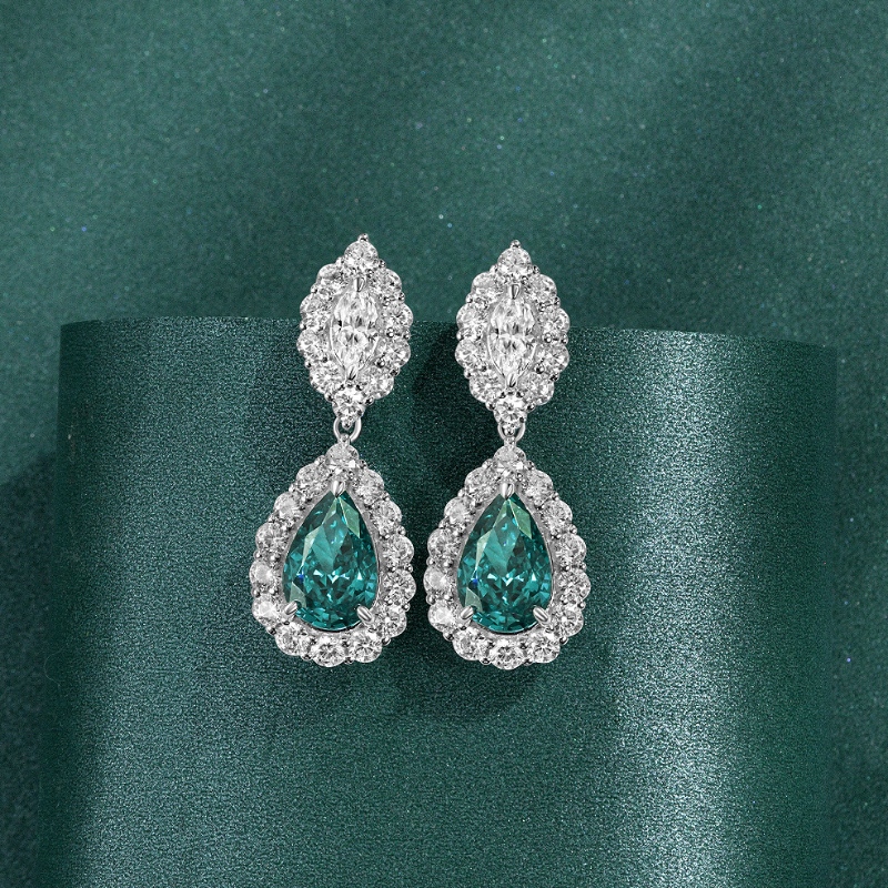 Syntetickénáušnice Paraiba Ice Cut High Carbon Diamond Stud