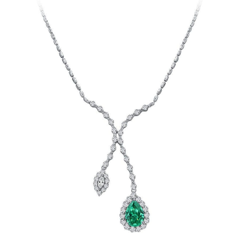 Nový S925 Silver 10ct PA modrýnáhrdelník s mořskou pannou ve tvaru kapky Vysoký uhlíkový diamant pro dívky