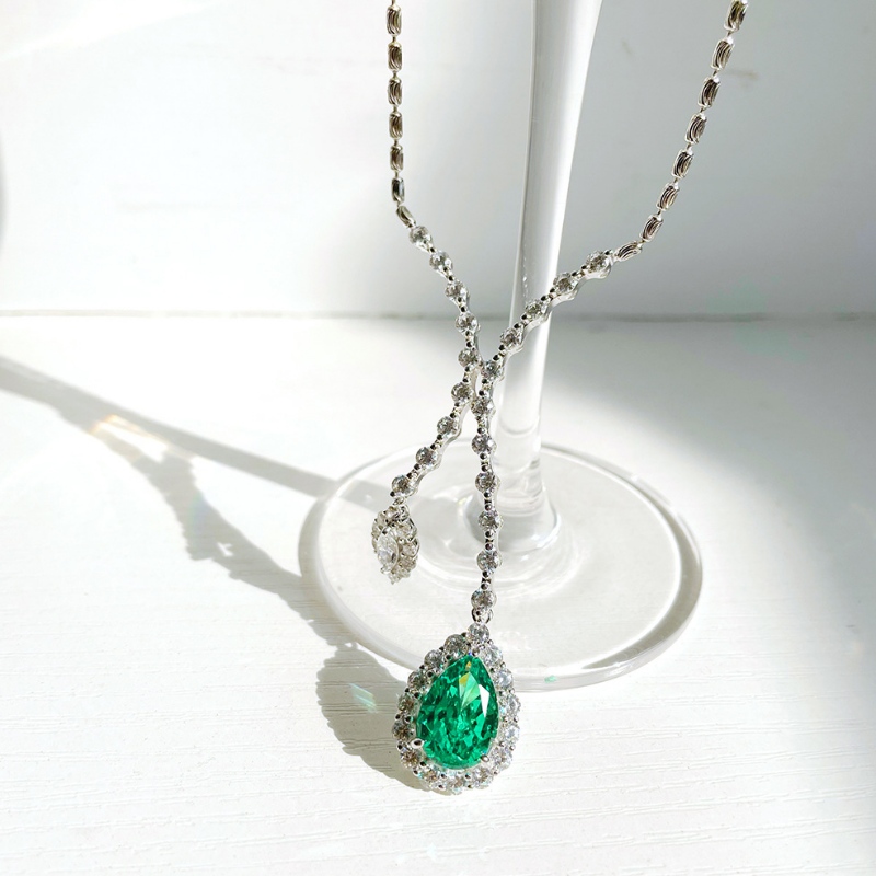 Nový S925 Silver 10ct PA modrýnáhrdelník s mořskou pannou ve tvaru kapky Vysoký uhlíkový diamant pro dívky