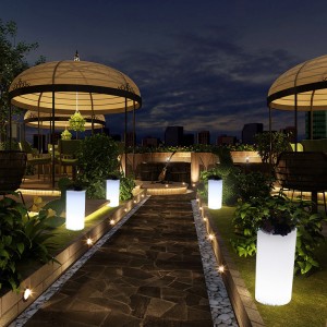 Outdoor Garden LED LED osvětlené květináče, RGB barva měnící se plastové LED osvětlené květináče pro svatbu, večírek událostí, hotel,nákupní středisko zahajovací ceremoniál (vodotěsná IP68)