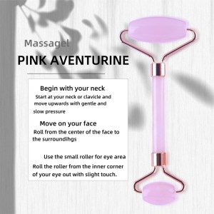 Přizpůsobitelný obličej Natural Pink Tmavě zelená duální křišťálová led Gua Sha Anti-Aging Jade Roller Kit Massager s boxem