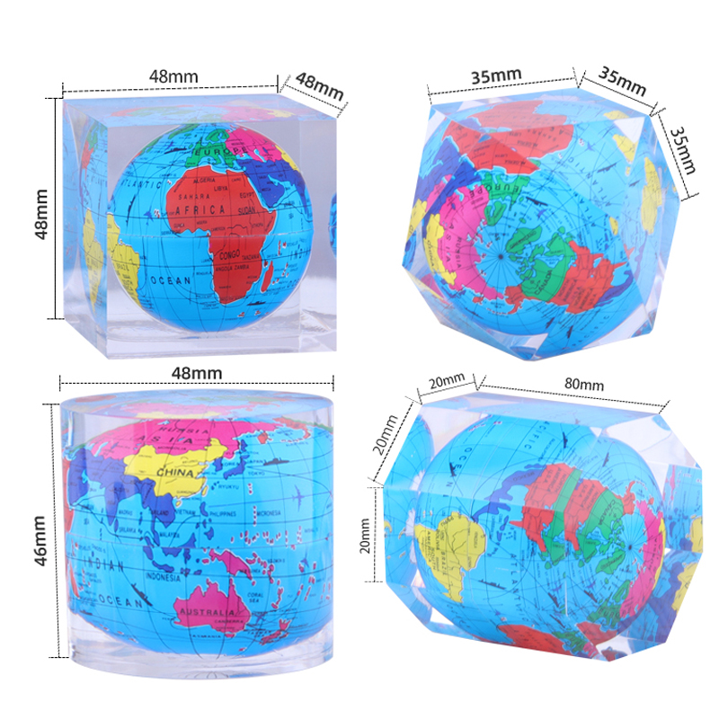 Vlastní domácí dekorace Square Polygonal Cylindrical Clear Plexiglass Crystal Acryl Mini Desk Globe Globe těžba ozdoby