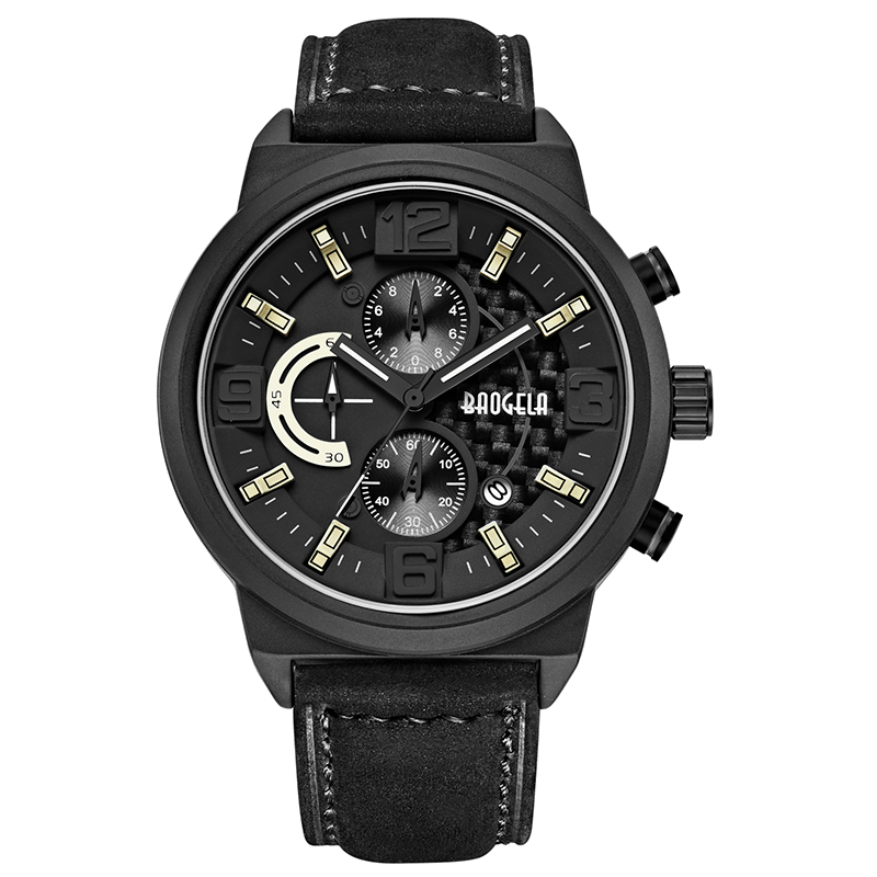 Baogela Men \\'s Black Sports Quartz Watch Leisure Fashion Analog Timening Watch Display Men \\'s Watch 1709 Black Blue