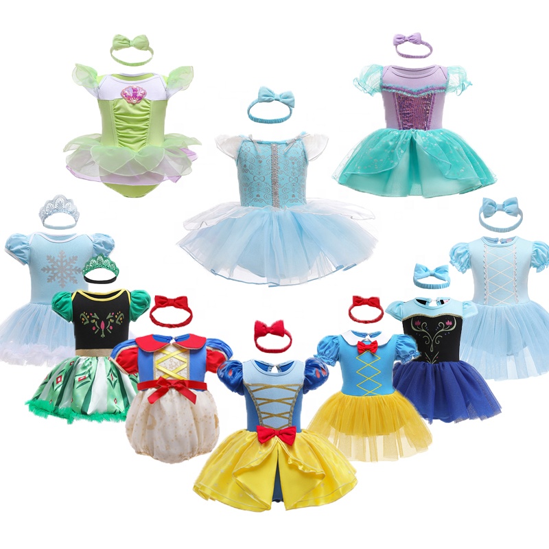 Halloween dívky Princezna romper 1 2 roky starénarozeninové šaty Fancy Fairy Cloats for Novorozence Elsa Ariel Rapunzel Belle se obléká