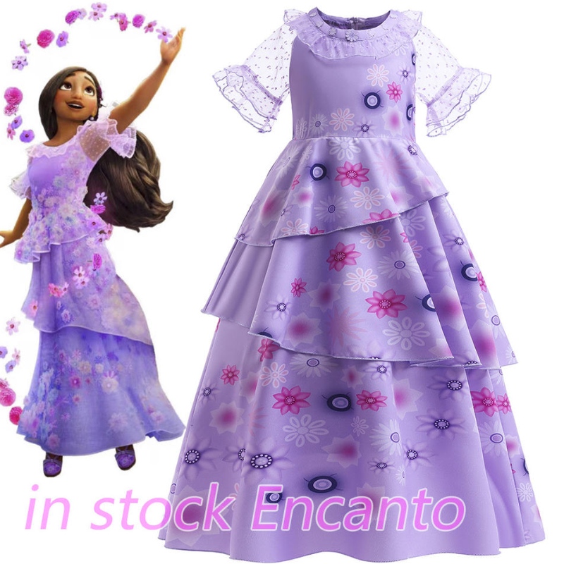 Karneval Encanto Isabella TV Movie Cosplay Girls Short Sleeve Flows Ruffles Princess Party Oděvy kostýmy