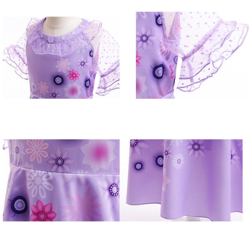 Karneval Encanto Isabella TV Movie Cosplay Girls Short Sleeve Flows Ruffles Princess Party Oděvy kostýmy