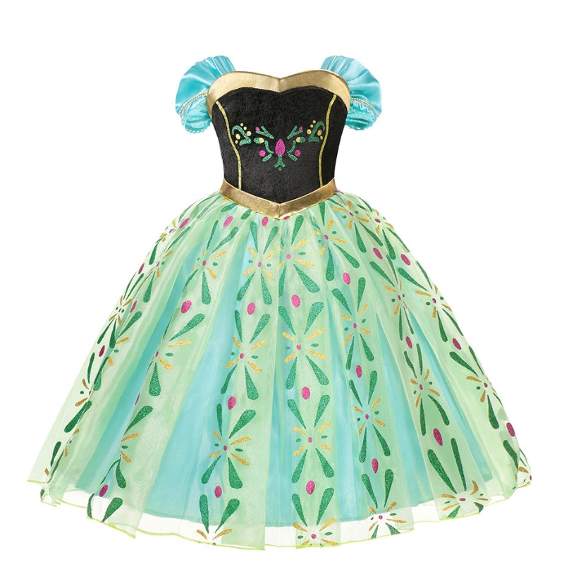 Anna Princess Dress for Girls Classic Floral Short Mesh Prom Gown Kids Halloween cosplay Snow Queen Party kostýmy