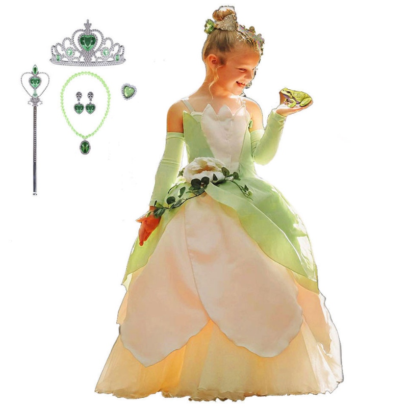 Kostým Frog Princess pro děti Girls Tiana Movie Cosplay Carnival Oblékat se princezny