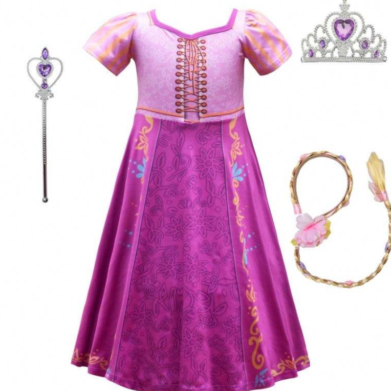 Nový styl rapunzel dívky dlouhé šaty cosplay cosplay kostým ledová princezna karikatura sukně pro párty 3753