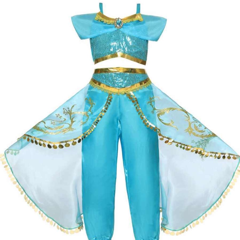 Dívky ozdobné šaty děti halloween kostým cosplay oblečení lil dívky princezna Jasmine party šaty