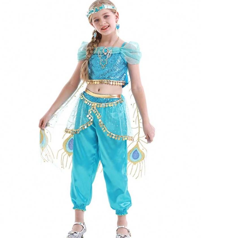 Anime Aladdin a kouzelná lampa Aladdin Cosplay Cosplay Princess Jasmine Belly Dancer Costume pro dívku HCAL-001