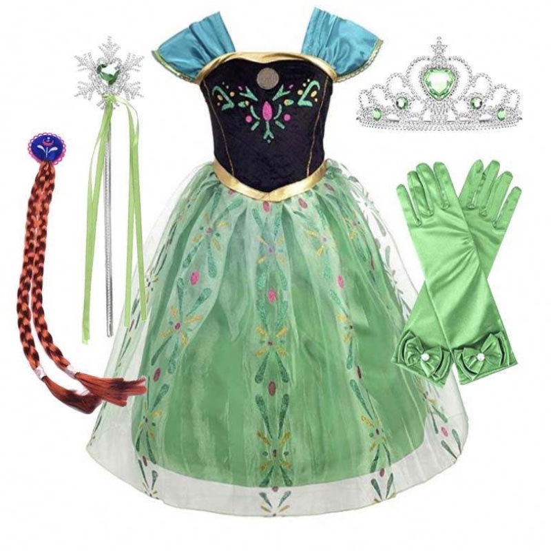 Ice Princess Coronation Green Costume Toddler Holčička Anna Green Princess šaty HCGD-007