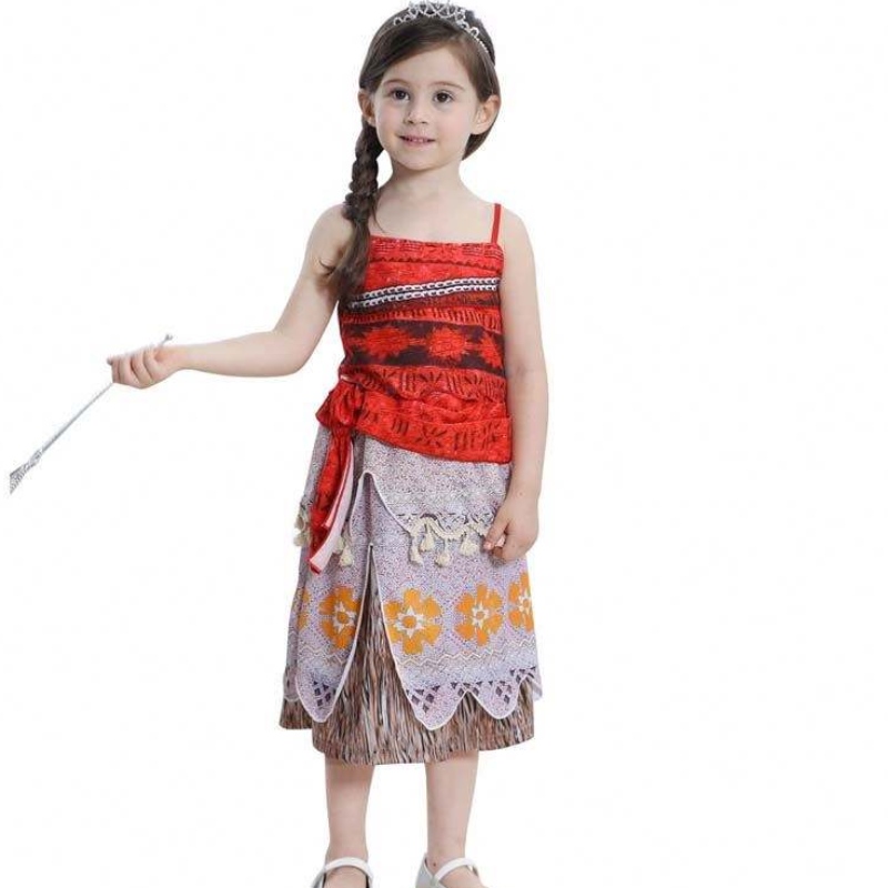 Halloween cosplay kostýmní sukně set kostým moana šaty dívky snáhrdelníkem s čelenkou DGHC-015