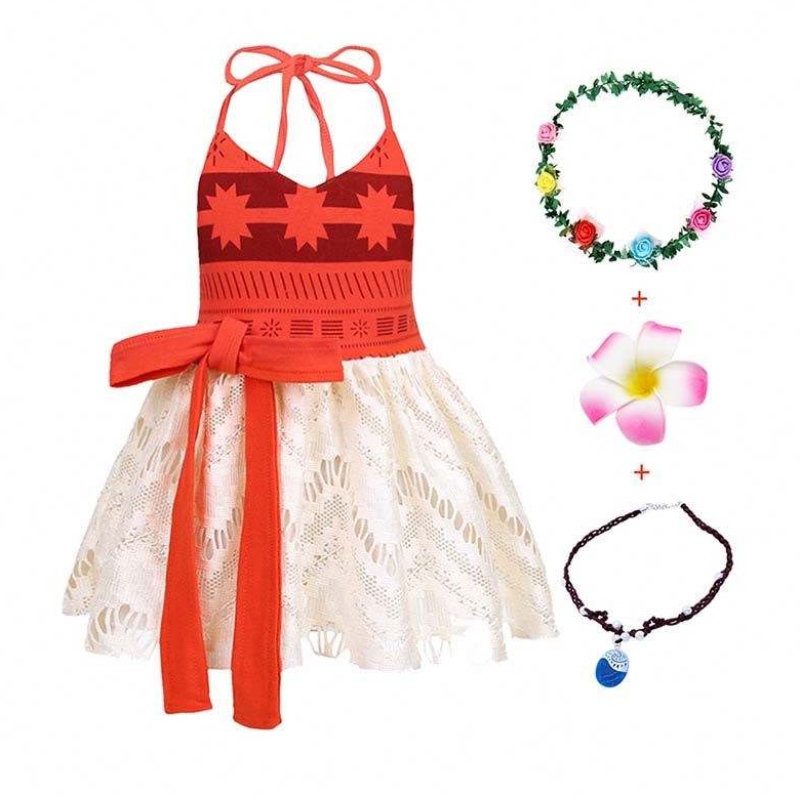2022 Krásné dětské dívky Princezna Adventure Halter Moana cosplay oblékat oblečení hcmo-004