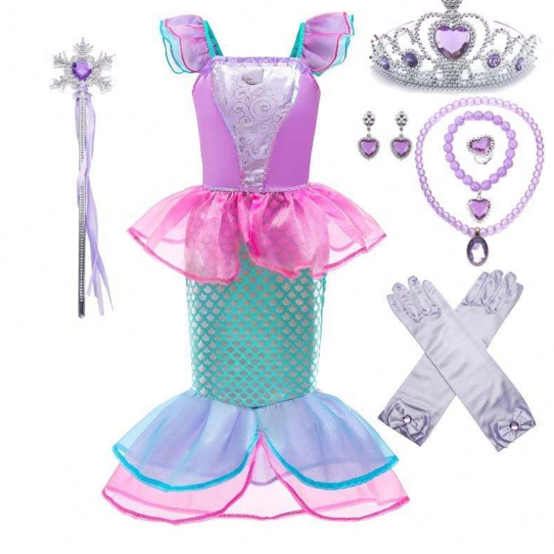 Amazon Top Seller Kids Carnival Party Little Girl Mermaid Costume pro děti s příslušenstvím DGHC-028