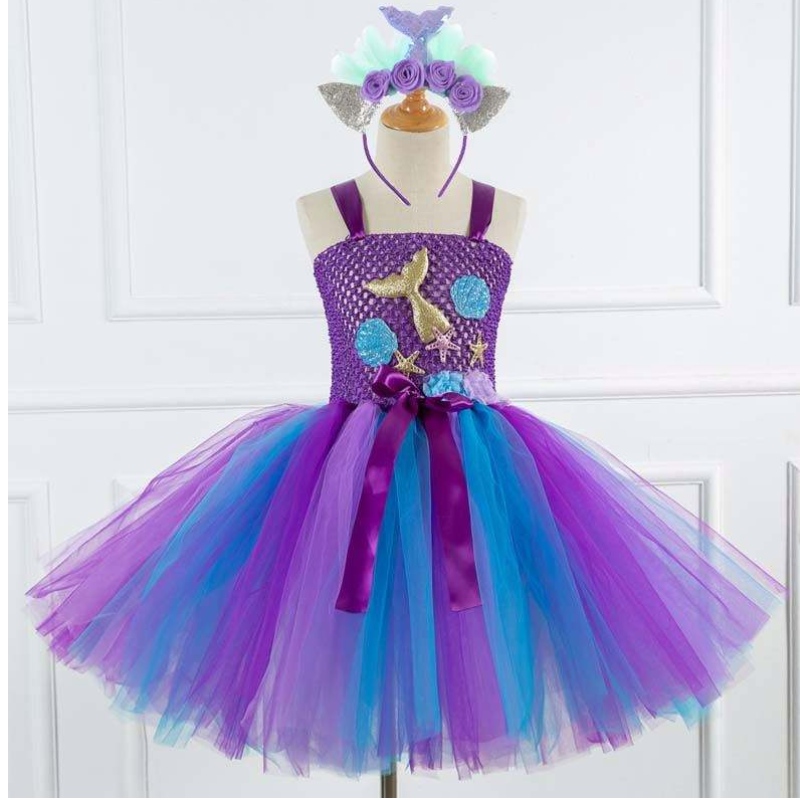 2022 Best Sell Kids Halloween cosplay kostýmní oblečení tutu malá mořská panna kostým HCMM-017