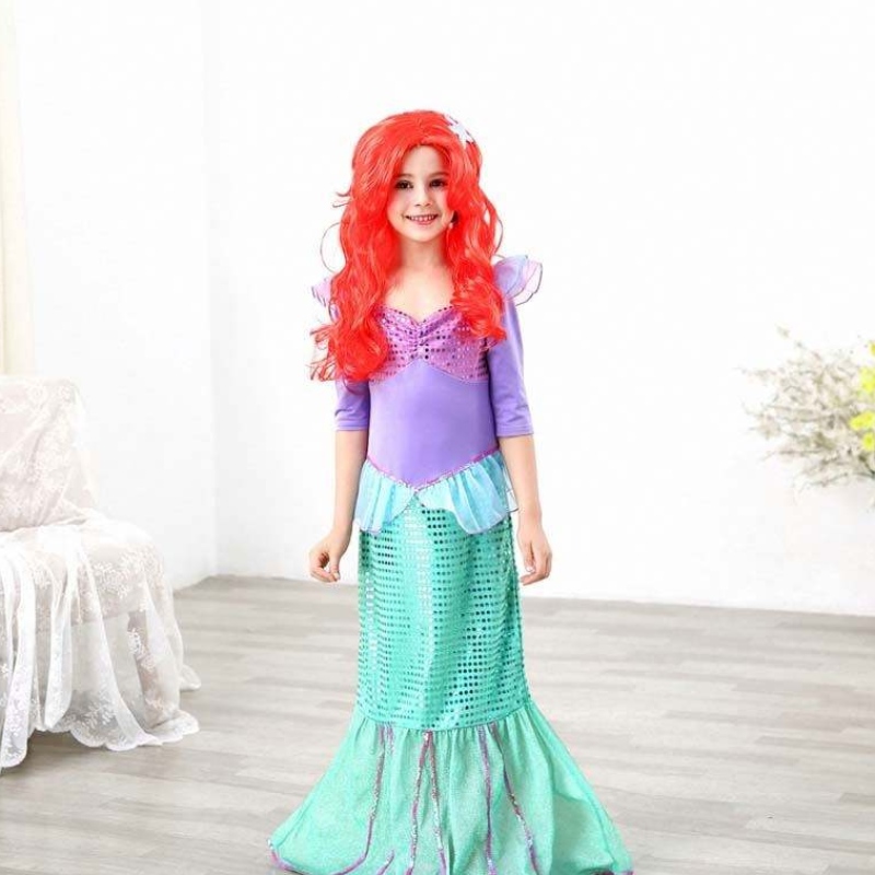 Narozeninová večírek vánoční šatynahoru 2-10 let Kids Princess Cosplay Girl Ariel Mermaid Costume HCMM-001
