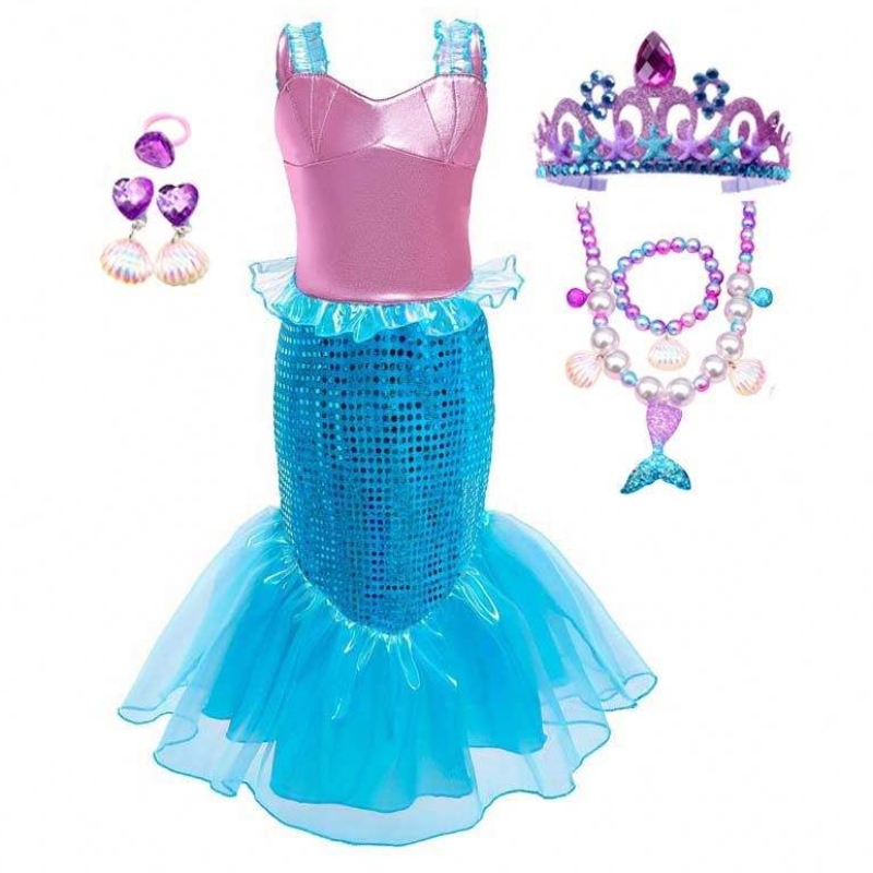Narozeninová večírek vánoční šatynahoru 2-10 let Kids Princess Cosplay Girl Ariel Mermaid Costume HCMM-001