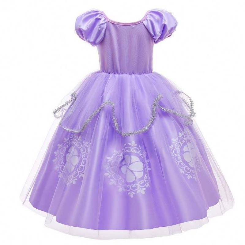 Fancy Party Purple Kids Puff Sleeve Princess Sofia Halloween kostým s příslušenstvím HCRS-005