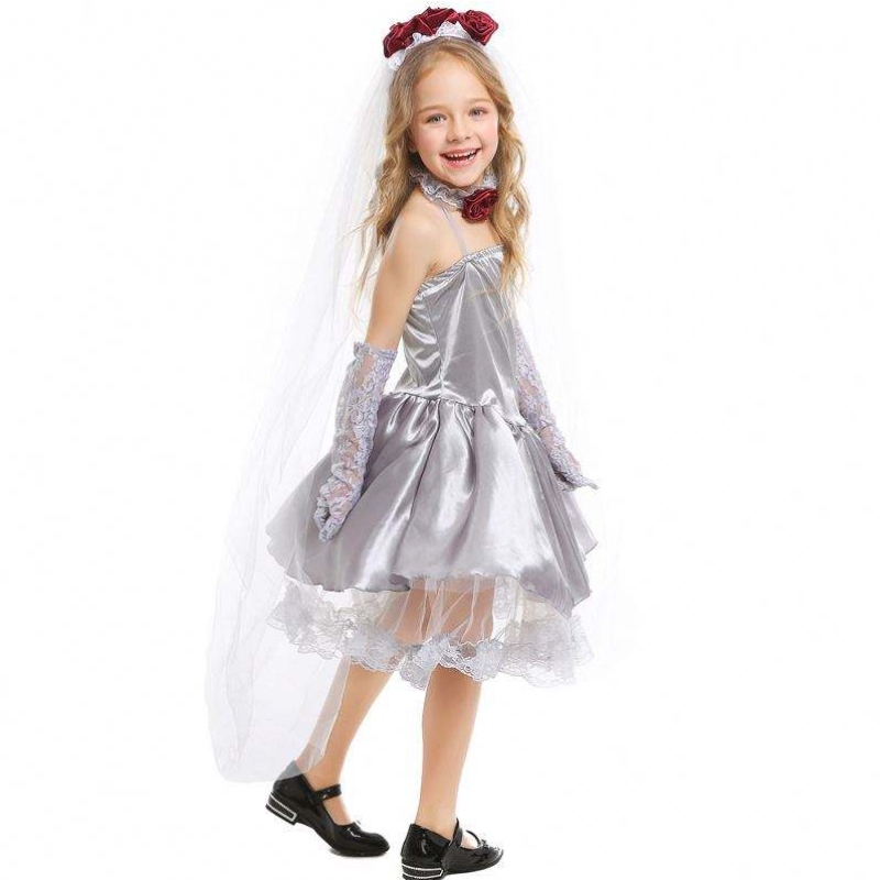 Halloween cosplay kostým Fancy Grey Girls Ghost Bride Costume šaty HCVM-009