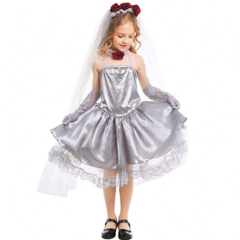 Halloween cosplay kostým Fancy Grey Girls Ghost Bride Costume šaty HCVM-009