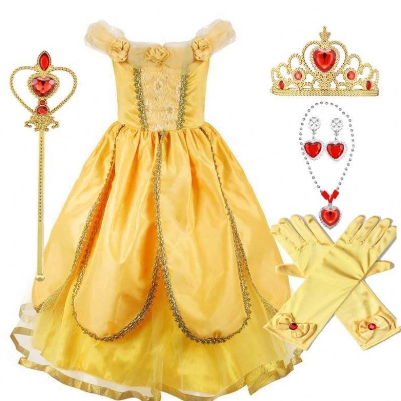 2022 Nové příjezdy Little Kid Ball šaty Halloween Party Cosplay Girls Princess Belle Beauty Costume HCBL-004