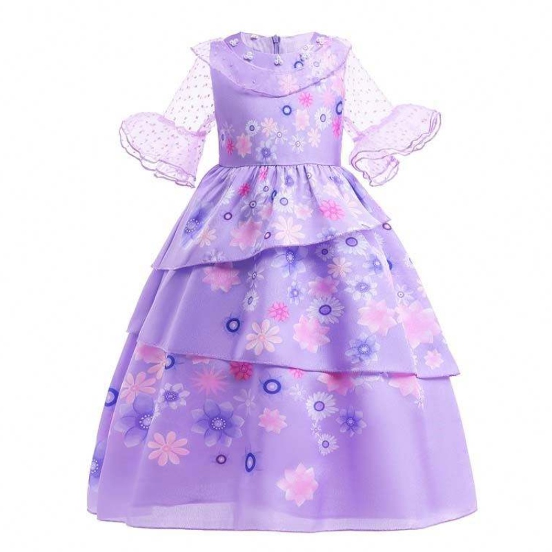 Factory Direct Supply New Carnival Kids Party Cosplay Cosplay Cosplay Costém Isabella Purple Encanto Dress for Kids HCIS-001