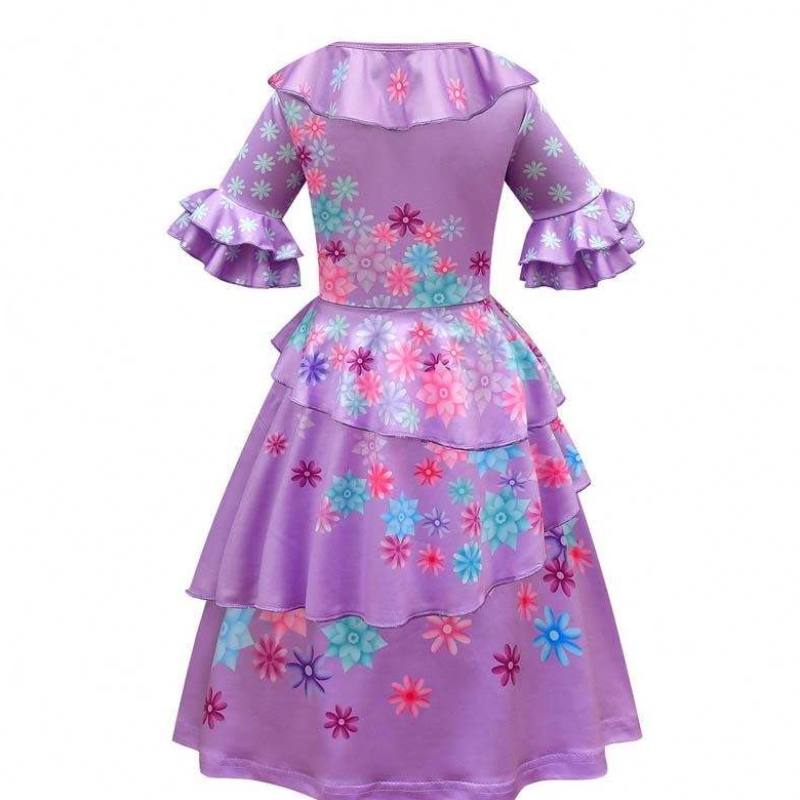 Nový produkt 2022 Kids Girls Mirabel Madrigal Cosplay Outfit oblékat se Encanto Isabela šaty s parukou taška HCIS-006