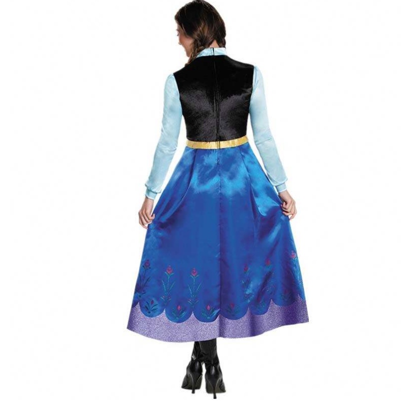 Best Seller 2022 Adult Elsa Anna Cosplay Woman Halloween kostým Princess šaty dospělé Anna kostým s Cloak HCGD-053