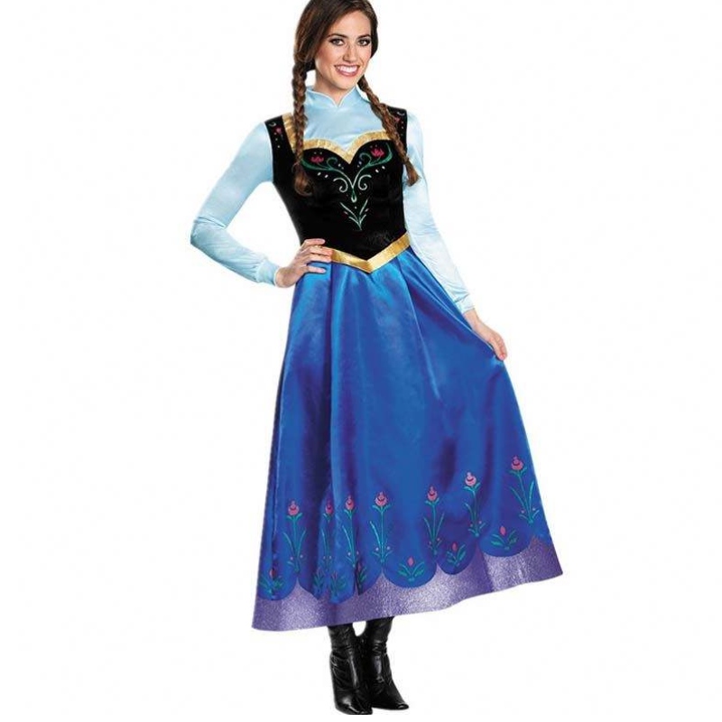 Best Seller 2022 Adult Elsa Anna Cosplay Woman Halloween kostým Princess šaty dospělé Anna kostým s Cloak HCGD-053
