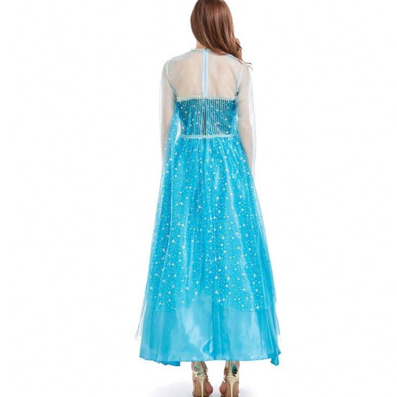 Novedades 2022 Halloween Cosplay Fancy Party Dress Up Blue Long Elsa kostým pro dospělé HCGD-054