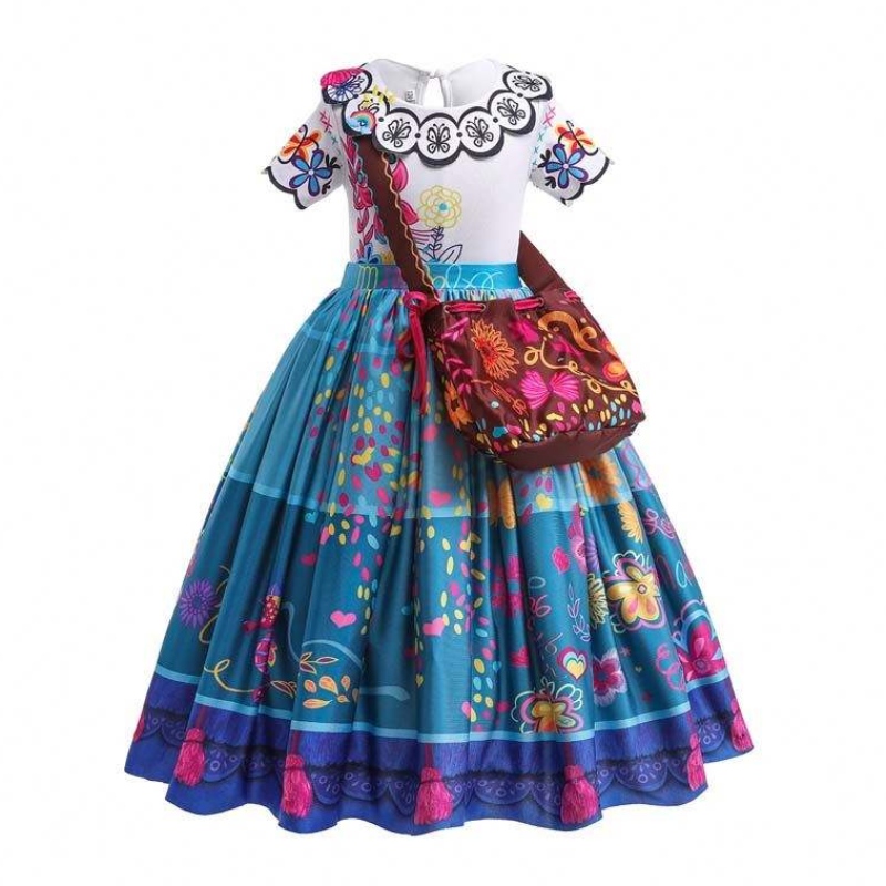 2022 Děti Encanto Madrigal Princess Sukně oblečení modré šaty Mirabel z Encanto s vaku 100-160 cm HCIS-001