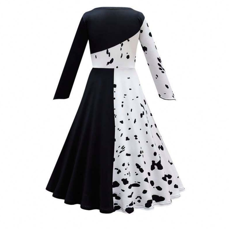 Halloween cosplay kostým dívky černá bílá role hraj Cruella kostým plná sada DGHC-141