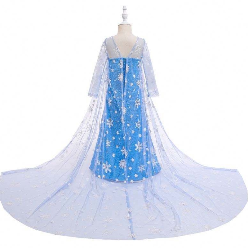 Děti kostým malá holčička modrá šaty Sněhová královna Cape Princess Elsa šaty HCGD-047