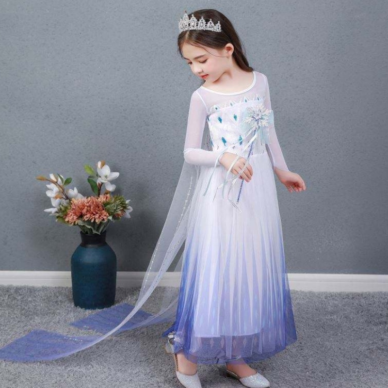 Baige Kids Girl Fancy Cosplay Long Cape Cosplay Party Princess Elsa šaty kostým