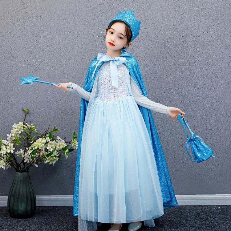 Baige Girl Trevised Cape Snow Queen Elsa Anna Costume Halloween Christmas Party for Girls BX211