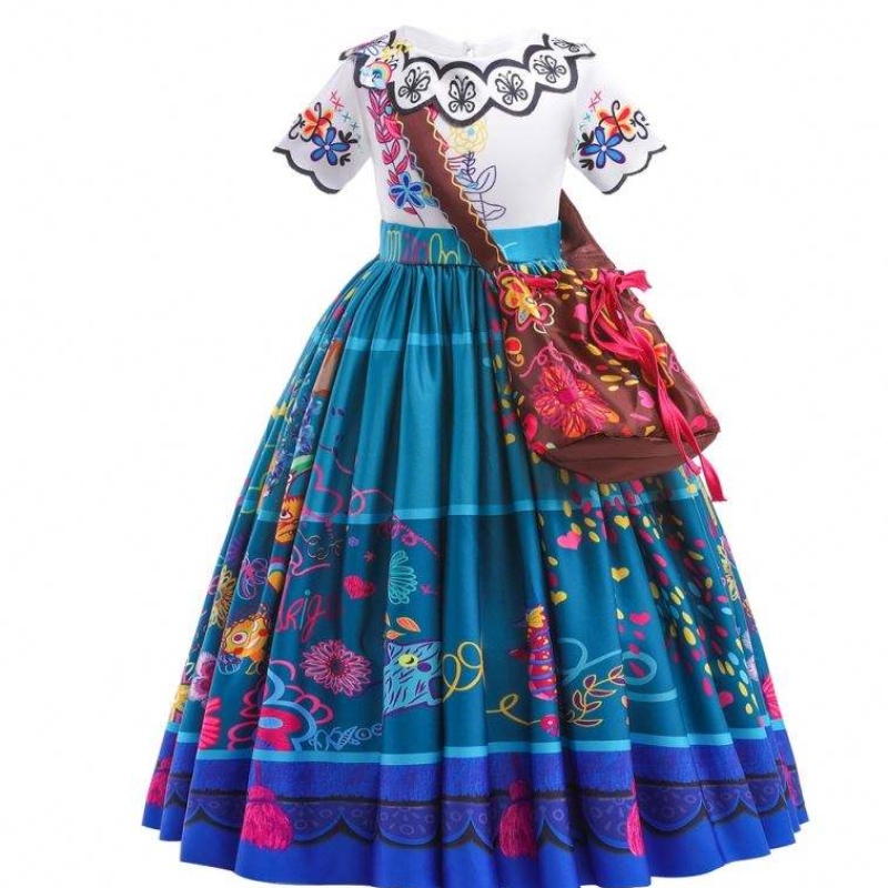 2022 Hot Sale Girls Encanto Movie Dress Up Mirabel kostým dětské děti letní dlouhé šaty s taškou