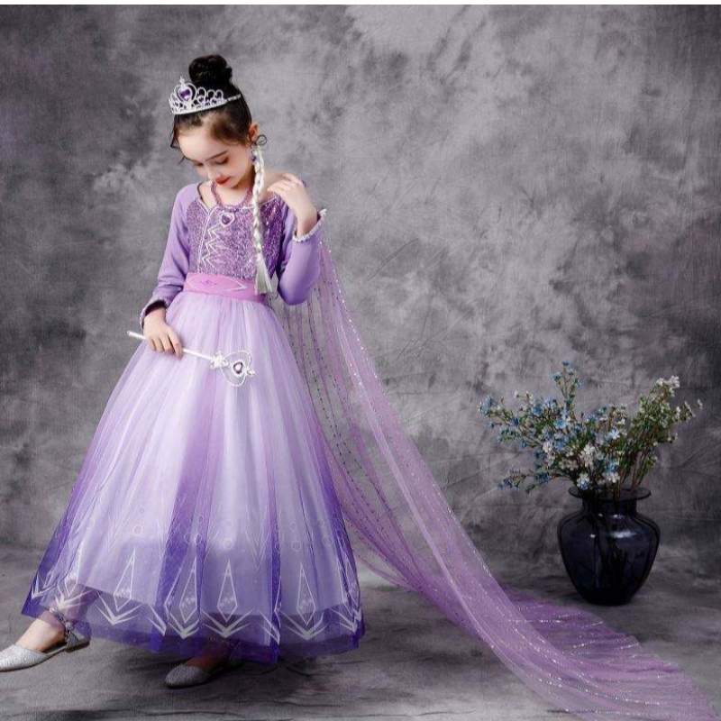 Ong rukávy šaty elsa šaty cosplay personál kostým seplatný dívky šaty